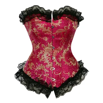 

Caudatus Red Lace Corset With Bow Ruffle For Women Plus Size Waist Corset Blue Corset And Bustier Outwear Overbust Top Vintage
