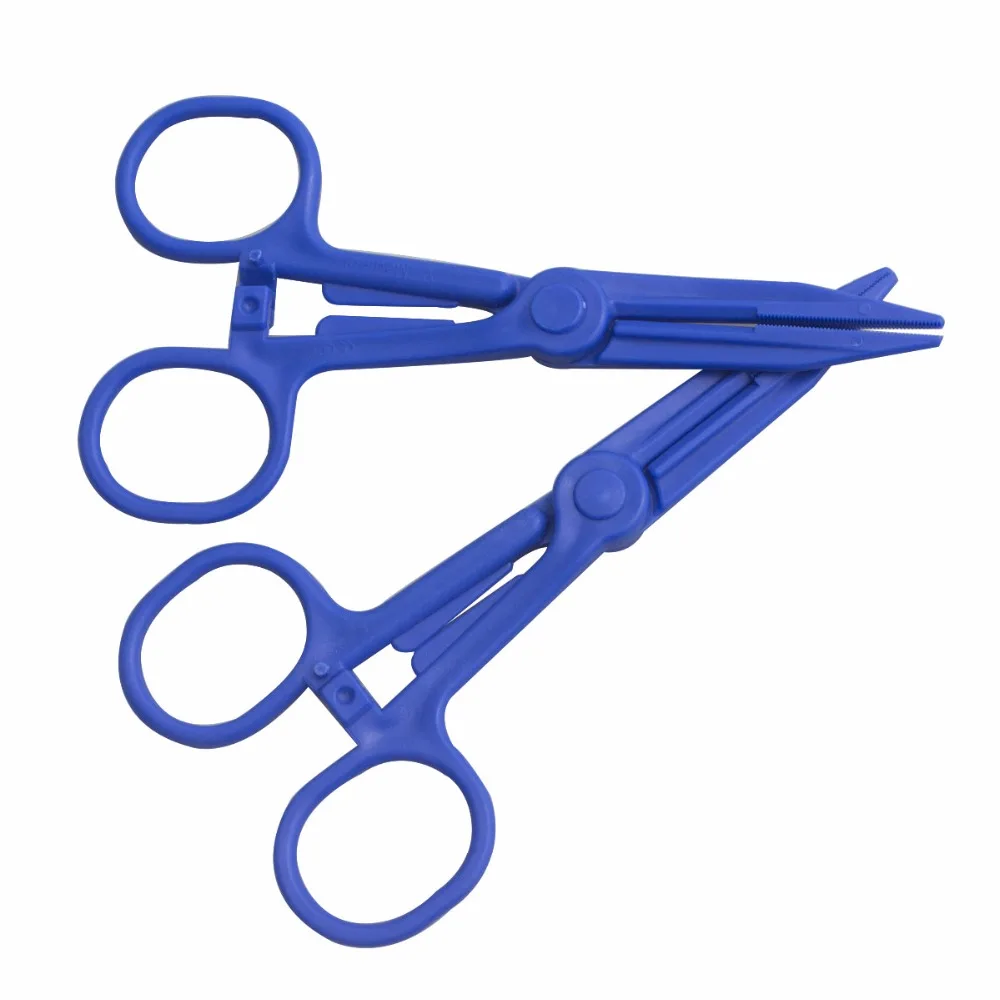 5pcs Plastic Pointed Hemostatic Forceps Surgical Cotton Sponge Clamp Handheld Part Sawtooth Point Buckle Pliers For Health Care