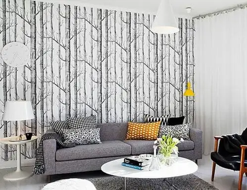 

4*10 meter/lot Birch Tree woods wallpaper roll modern designer wallcovering simple wallpaper