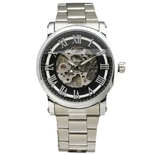 WINNER Formal Delicate Concise Men s Mechanical Wrist Watch Stainless Steel Strap Roman Numbers W Box