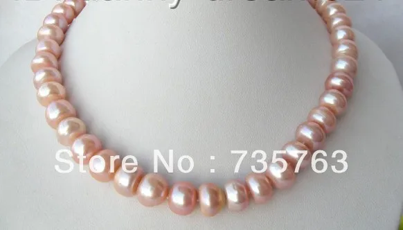 

NEW 00972 Genuine luster HUGE 13mm pink natural cultured pearls necklace