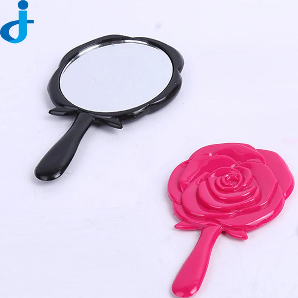 Pocket Mirror With Handle Plastic Lens Portable Flower Compact Retro