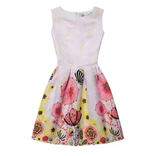 2018 Summer New Europe and The United States Printed Sleeveless Vest Dress A Word Princess Dress summer girl a birthday present europe and the united states girls holiday dress nail bead butterfly knot dress cake girls