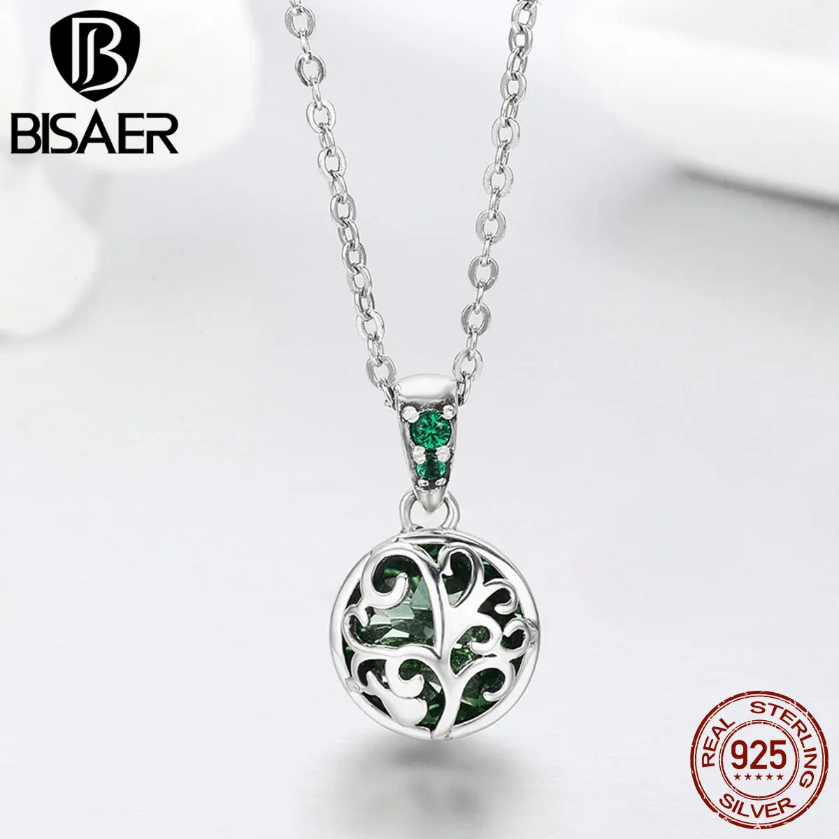 

100% 925 Sterling Silver Spring Collection Green Tree of Life Necklaces & Pendants for Women Sterling Silver Jewelry Gift