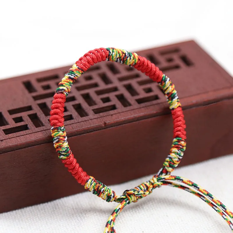 

Red rope individual character multicolored rope bracelet "gold steel knot" five-color line amulet bracelet hand-woven ornaments