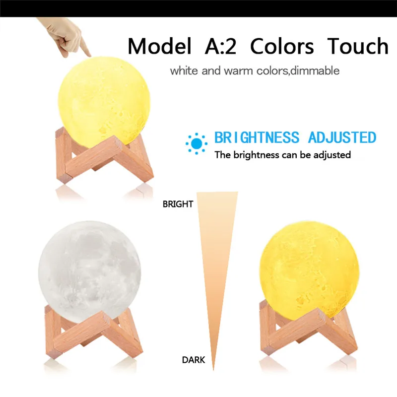 Finglitht 16 цвета удаленного Lampara ночник Touch 2 изменение Луна лампы 3D переключатель перезаряжаемые Luminaria для дома