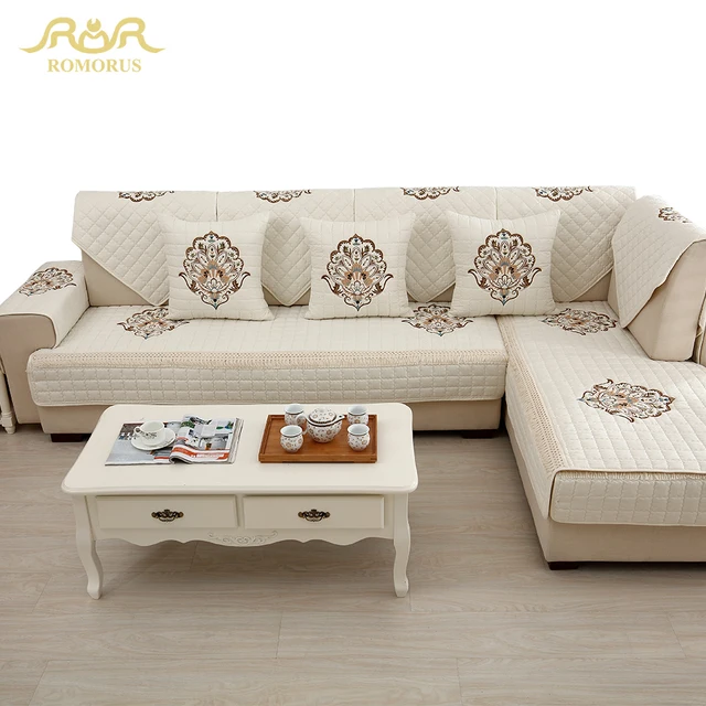 1 Piece Embroidered Slipcovers Sofa Covers Non Slip Cotton Quilted 1 Piece Embroidered Slipcovers Sofa Covers Non Slip Cotton Quilted Corner Sectional Couch