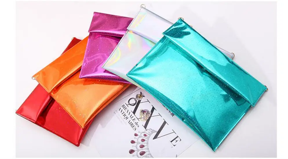 

2022 Fashion Women's Hologram Handbag Laser Clutch Envelope Small Chain Shoulder Bag