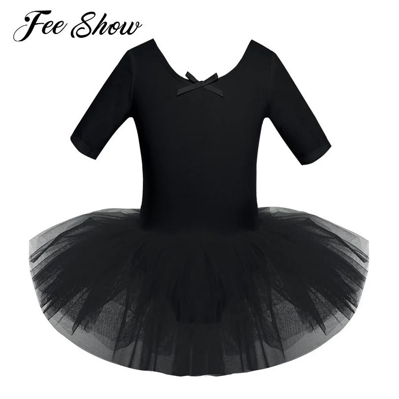 

2019 Children Ballet Dress Gymnastics Leotard for Girls Bailarina Short Sleeve Ballet Costume Dance Wear Girls Ballet Tutu Dress