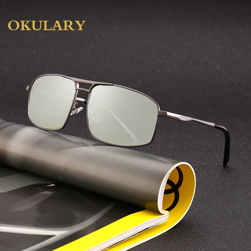 Прямоугольные поляризованные солнцезащитные очки для мужчин с металлической оправой коричневый/черный UV400 очки для вождения для мужчин с коробкой