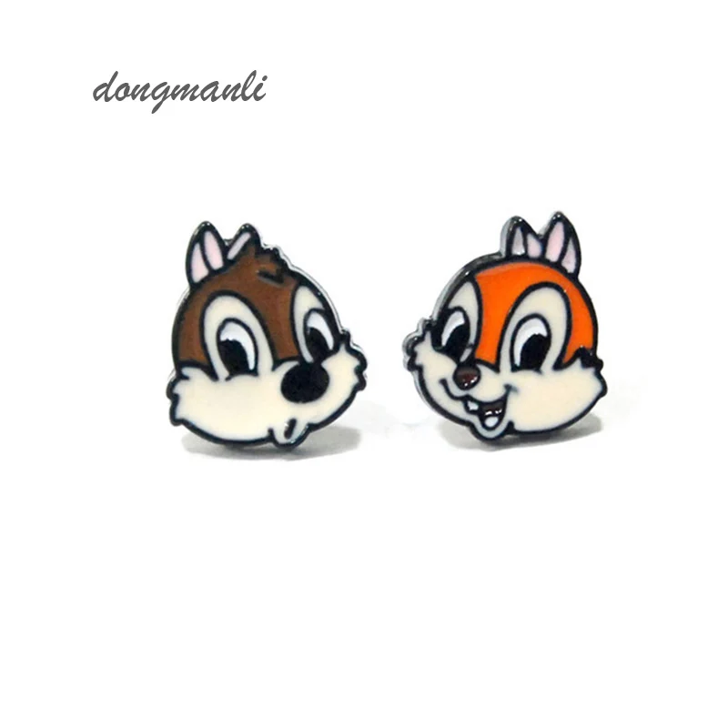 

W5236 Lovely squirrel Alvin and the Chipmunks enamel epoxy earrings Chip 'n Dale- Rescue Rangers female fashion jewelry