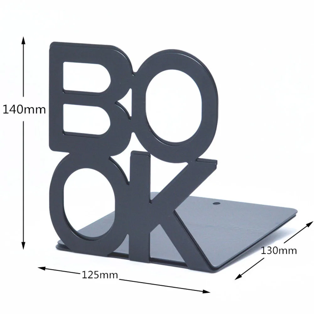 

1pair Alphabet Shaped Metal Bookends Bookend Stand Reading Book Stand Document Holder Eye Protection Desk Stands for Books