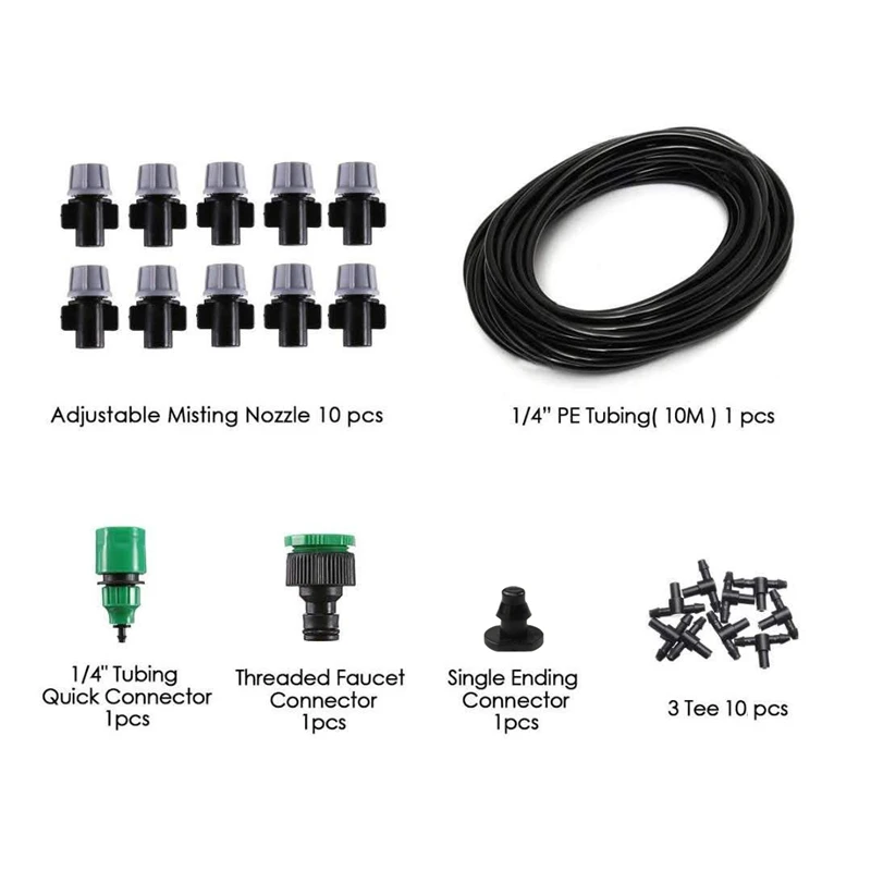 1 комплект туман насадки для полива и орошения Системы Портативный на случай запотевания стекол можно использовать автоматический полив 10 садовый шланг для разбрызгивающая головка с 4/7 мм тройник и разъемом для плавательного бассейна