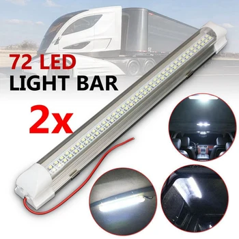 

2Pcs 12V 2.5W 72 Led Universal Auto Car Caravan Van Bus Interior White Light Bar Work Light Strip Lamp On/Off Switch