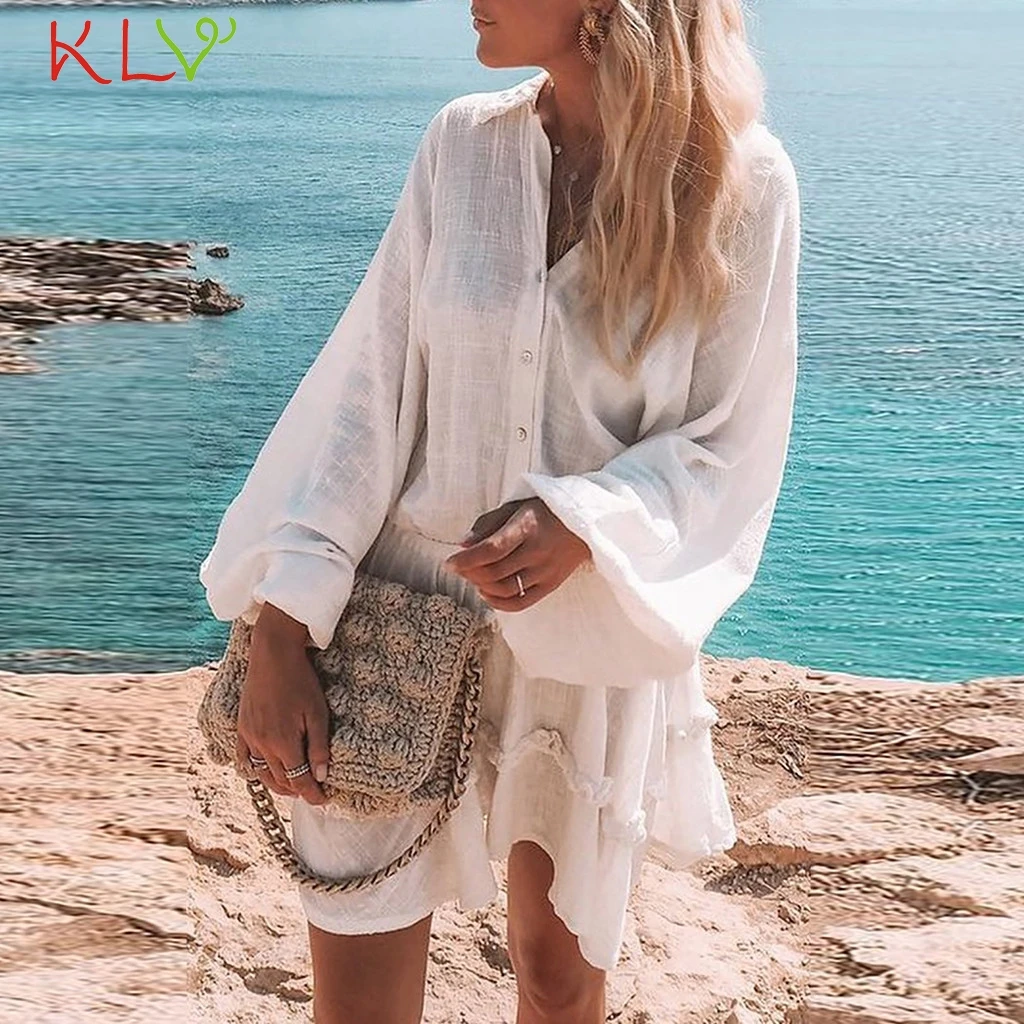 

Dress Women Cotton Linen Long Sleeve Shirt Elegant Summer Dress Mini Party Plus Size Casual Night 2019 Vestidos Robe Femme 19Jul