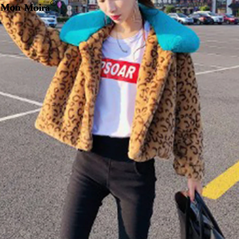 

Turn-down Collar Leopard Rex Rabbit Fur Coats Women 2019 Winter Thick Slim Fit Faux Fur Coats And Jackets Fur Coats cwf0107-5