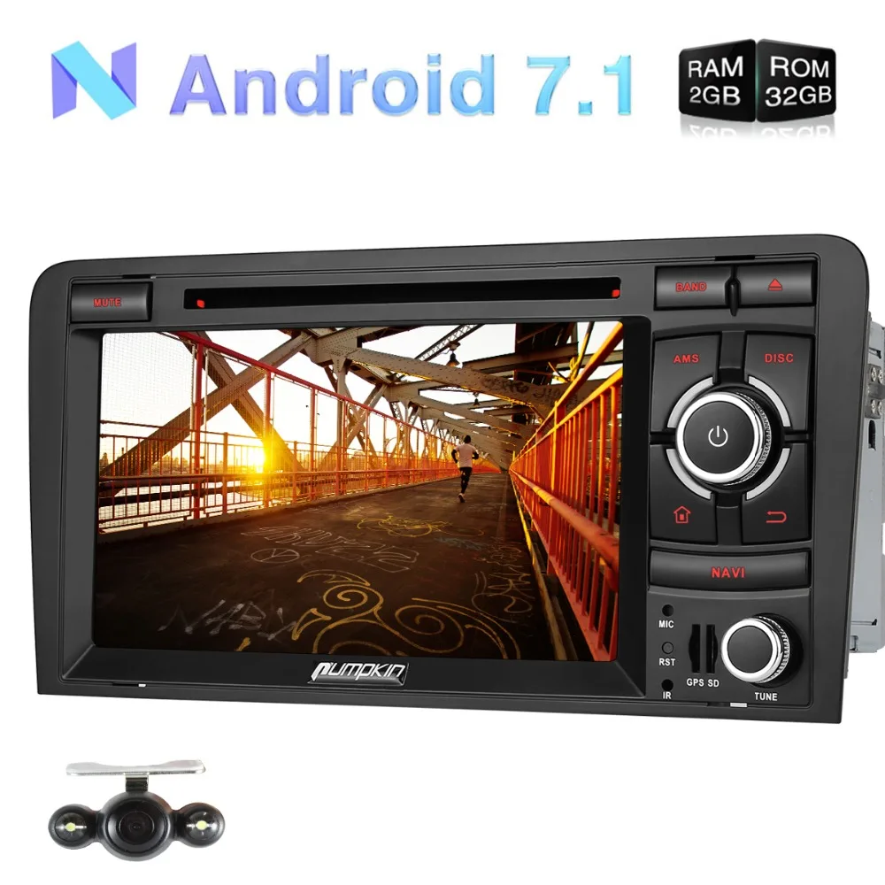 Pumpkin 2 Din Android 7.1 Car Multimedia DVD Player For Audi A3 2003