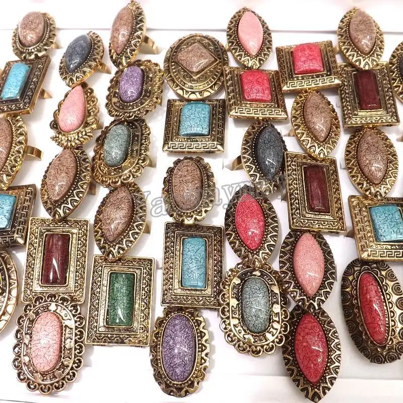 

Gold Color Adjustable Indian Rings Mixed Size Oblong Shape Eye Shape 50pcs/Lot Wholesale