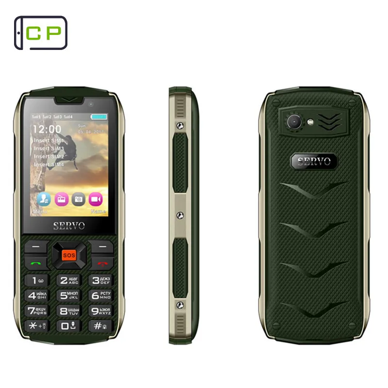 

Russian Keyboard Mobile Phone 2.8" 4 SIM Card 4 Standby Flashlight GPRS 3000mAh Power Bank Original SERVO H8 Cell Phones