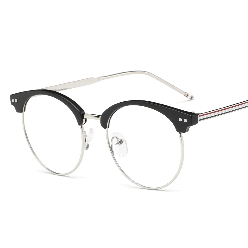 KOTTDO, круглые женские очки, оправа, очки, прозрачная оправа, металлическая, Ретро стиль, классические, прозрачные линзы, очки по рецепту - Цвет оправы: matte black