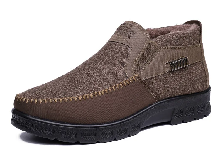 Для мужчин известный бренд плюс супер теплый размер 38-48 обувь для ходьбы Для мужчин повседневная обувь зимние хлопковые сапоги кроссовки Slip-on обувь