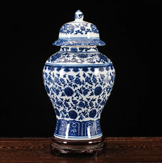 Китайская антикварная сине белая керамическая фарфоровая ваза Qing Qianlong Mark банка