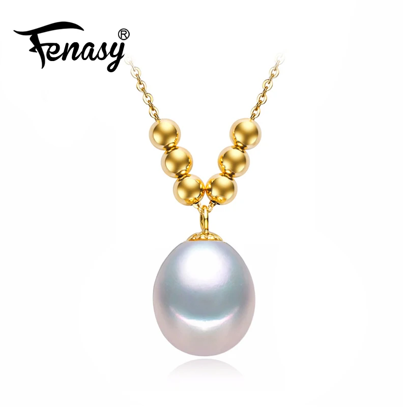 

FENASY 2017 New 9-10MM Pearl 18k Pendant Tear Drop Pearl Choker Pendant Necklace 18k Yellow Gold Chain Pendant Gift For Women