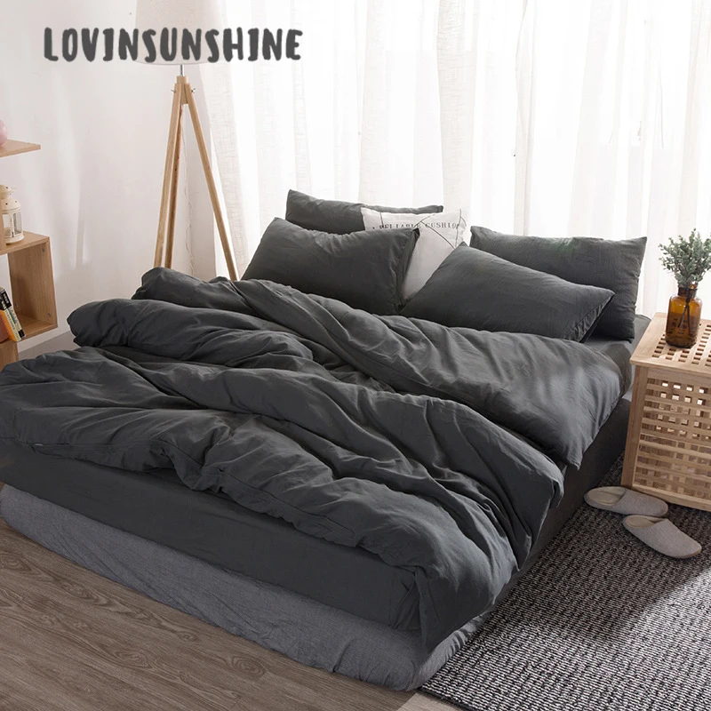 

LOVINSUNSHINE Queen Bedding Set Cover Duvet Queen Simple Solid Color 4pcs Luxury Bedding Sets AB#107