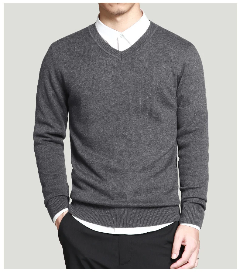 Merino Wool Sweater Pullovers Men V Neck Long Sweater Jumpers Luxury Winter Warm Mercerizing Fleece Male knitwear Autumn Spring-04