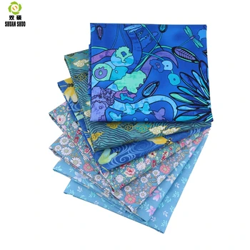 

Blue high quality Floral Series Cotton Patchwork Fabric Fat Quarter Bundles Fabric For Sewing Doll Cloths 40*50cm 7pcs/lot