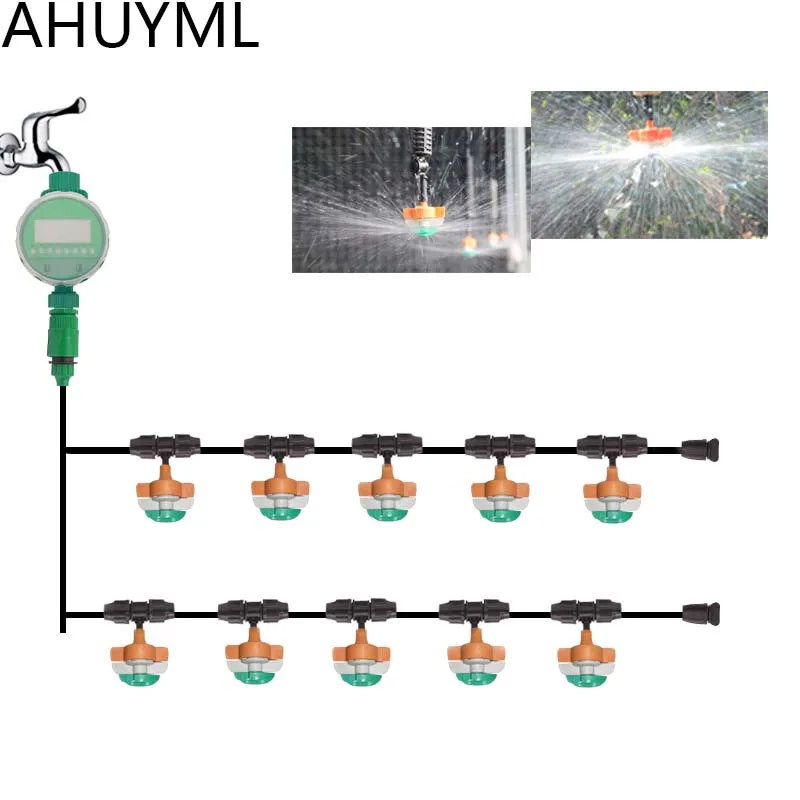 

811" 360 Water Spray Rotation Automatic Timing Control Drip Irrigation System Large Area Nozzle Spray Cooling Garden Watering