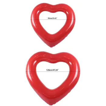 

Inflatable Swim Ring Red Heart-Shape Floating Tools Swimming Pool Life Buoy