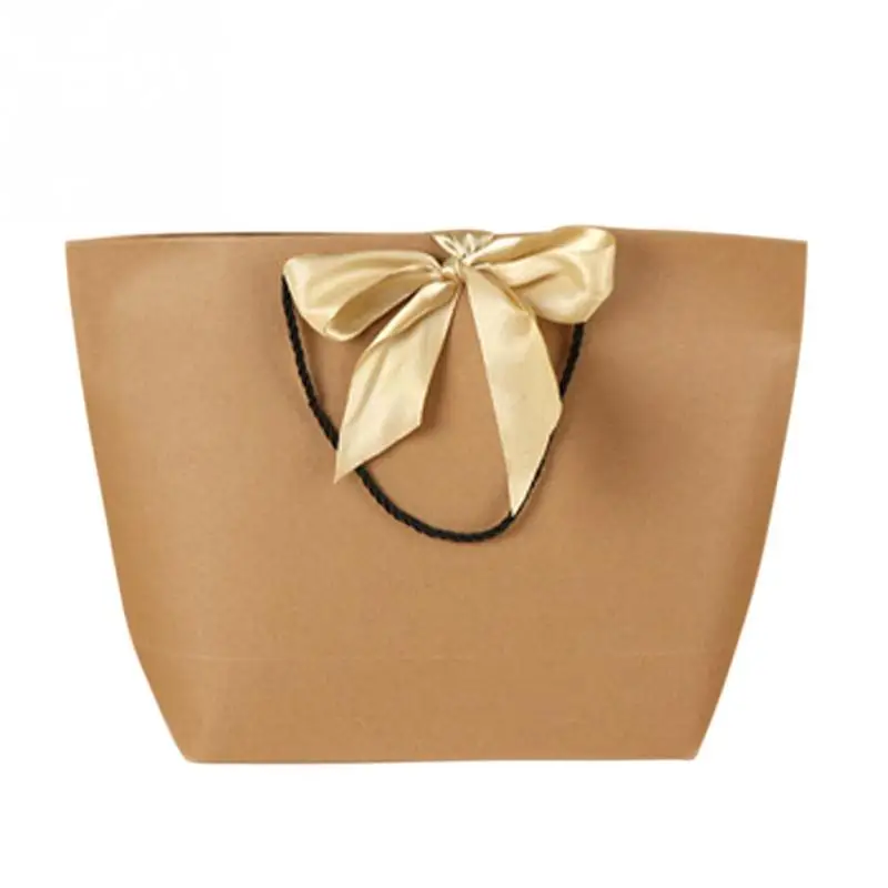 

5pcs/pack With Handles DIY Wedding Present Celebration Gift Bag Decorations Birthday Bow Ribbon For Clothes Party Favor Paper