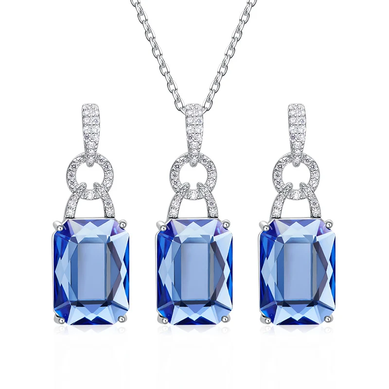 CDE-925-Sterling-Silver-Jewelry-Set-Women-Embellished-with-crystals-from-Swarovski-Blue-Crystals-Jewelry-Set