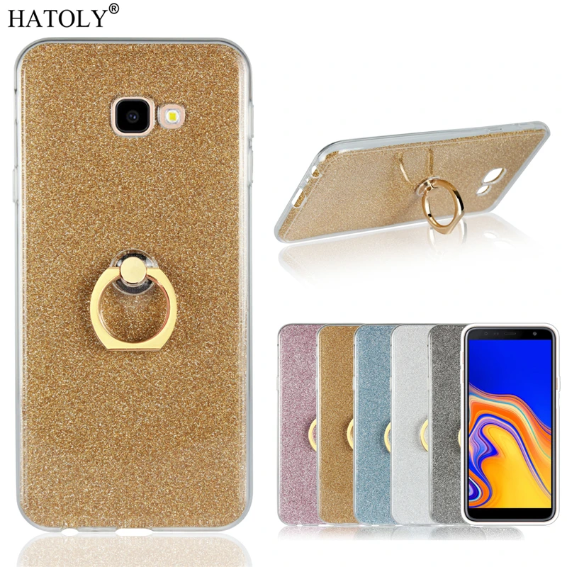 

sFor Samsung Galaxy J4 Plus Case for Samsung J4 Plus Cover Soft Rubber Silicon Finger Ring Bling Case For Samsung Galaxy J4 Plus