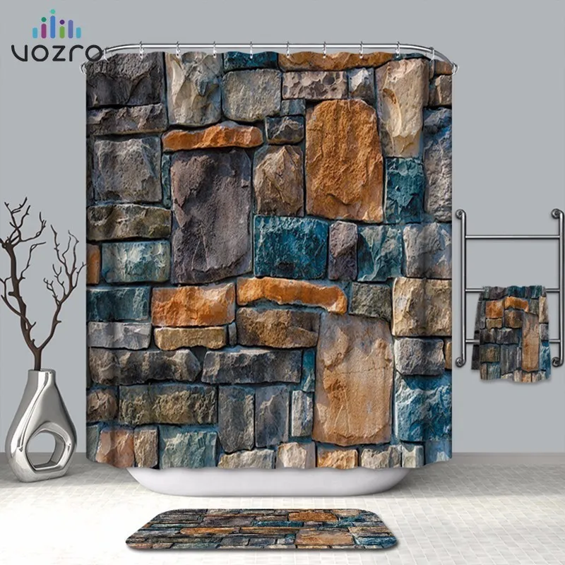 VOZRO ванная комната занавеска для душа качество натуральный водонепроницаемый ткань 3D ферма декоративные стены Тотем простое пространство Cortina Douchegordijn