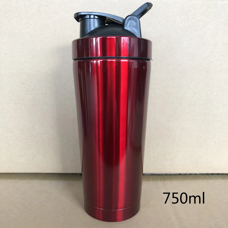 25 унций двухслойный 304 из нержавеющей стали вакуумный шатающийся стакан 550/750 мл спортивный протеиновый порошок изоляционная чашка - Цвет: Transparent red