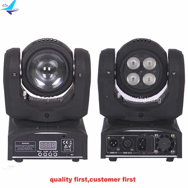 

12pcs/lot LED Beam Wash 10w+4x10w RGBW Moving Head Light Double Sides Mini Rotating Lumiere Moving Head Disco DJ Party Lights