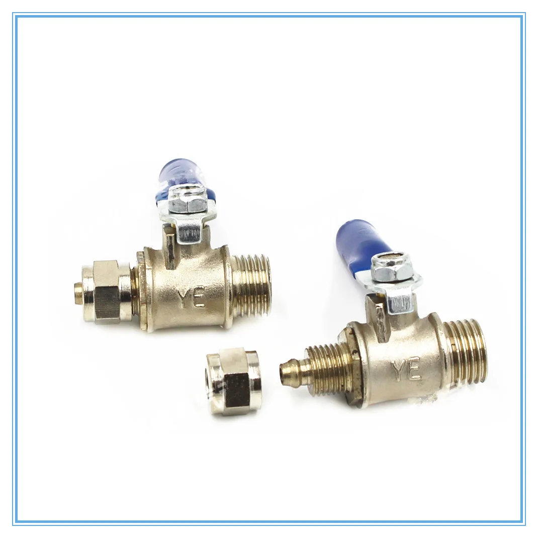 

1pcs Ball Valve Copper 1/4" Thread Male to 6/8/10mm Tube Quick Connect RO Reverse Osmosis