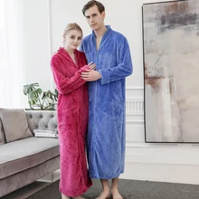 Взрослый унисекс большой халат женский зимний халат на молнии длинный рукав с капюшоном халат пижамы мягкий теплый парный Халат