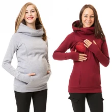 Women's Nursing Maternity Long Sleeves Stripe Breastfeeding Hoodie Sweatshirts Pregnancy Top Warm In Autumn and Winter S-3XL light grey top with stripe and long sleeves