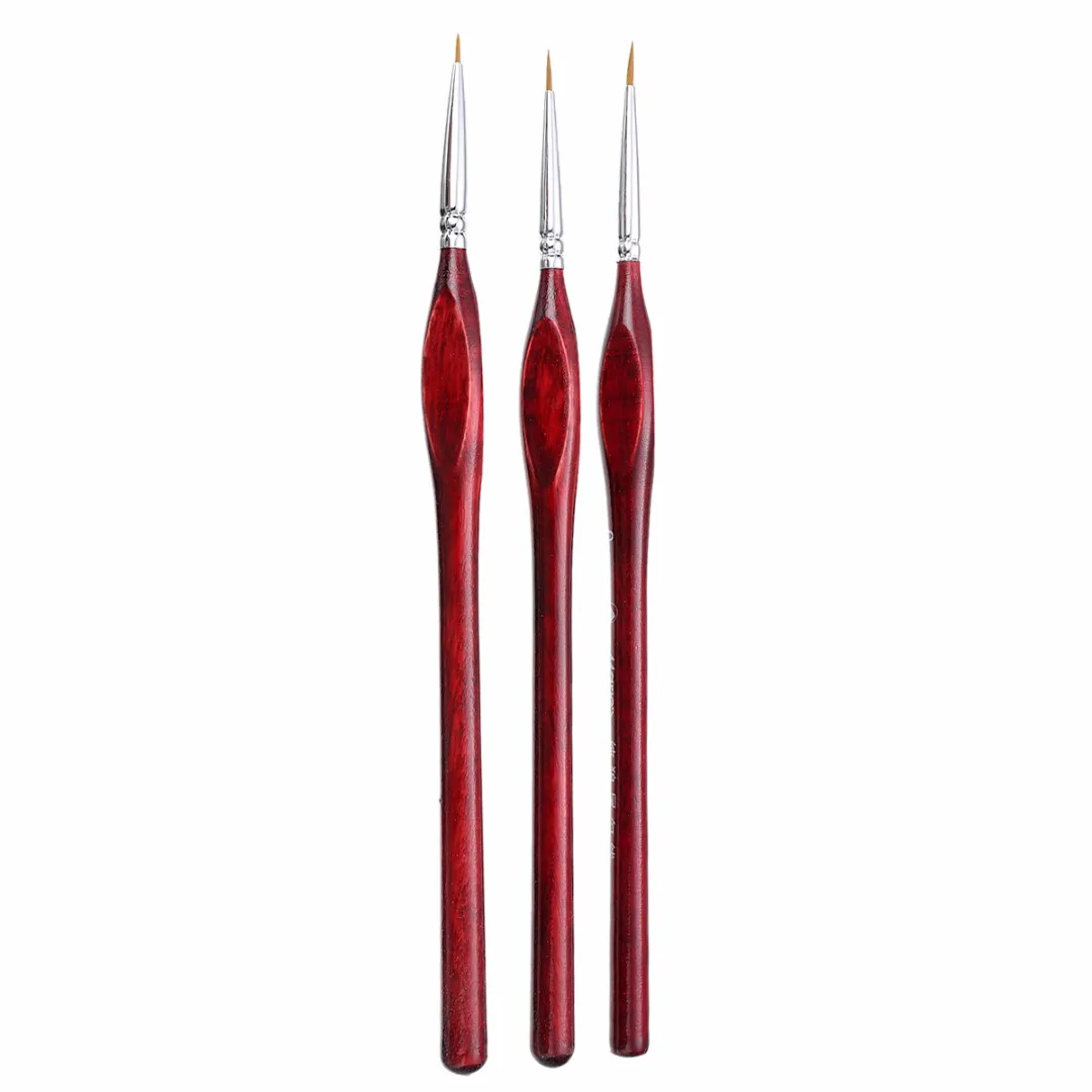 3pcs/Set Sable Hair Paint Brush 0/00/000 Miniature Detail Fine liner Nail Art Drawing Brushes Painting Supplies