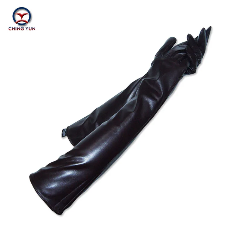 Billige CHING YUN winter dame mode schaffell leder Arm hülse frauen aus echtem leder handschuhe weibliche lange art Ellenbogen Schaffell zp002