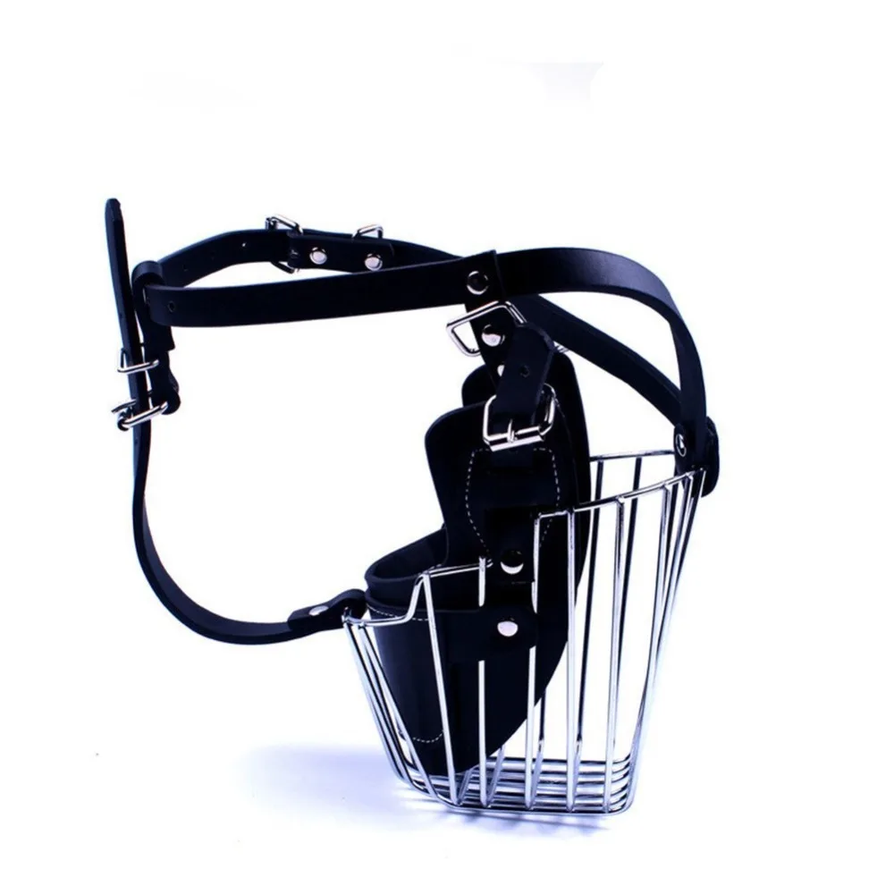 

Muzzle for Barking Biting Chewing Adjustable Dog Dog Mouth Cover with Prime Leather and Iron Wire Basket Cage