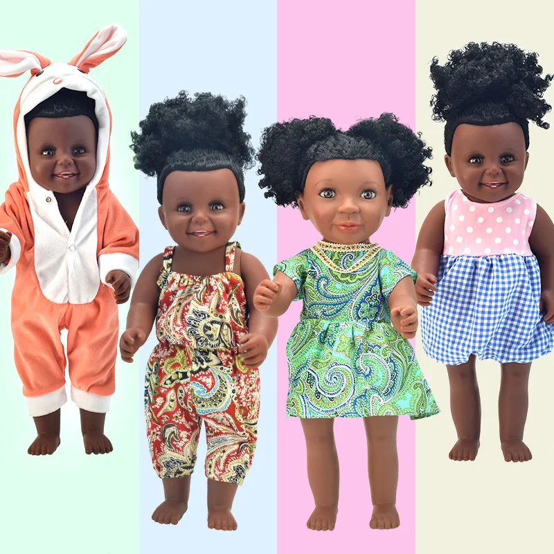 Ragazza Africana Rinato Bambola In Silicone A 12 Pollici Con Vestiti Ed