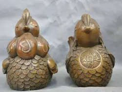7 ''Китай народной культуры бронза латунь статуя любителей мандаринка Скульптура пара оптовая продажа Бронзовый Искусство точек