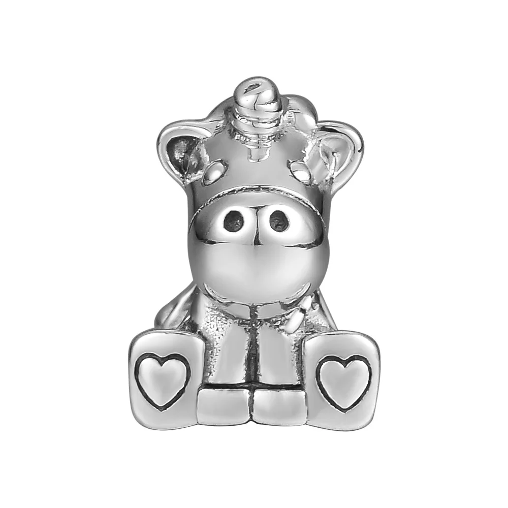 DIY Подходит для Pandora Charms браслеты Bruno the Unicorn Beads 925 пробы-серебро-ювелирные изделия