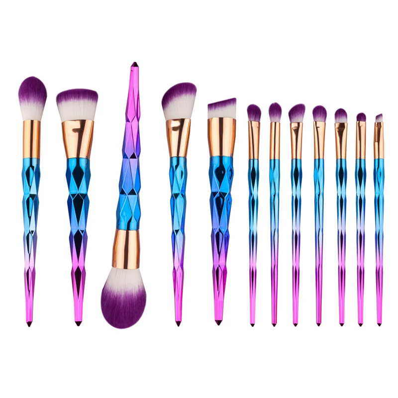 

JIEFUXIN Unicorn Diamond Shape Makeup Brushes Set Beauty Cosmetic Eyeshadow Lip Powder Face Pinceis Tool Make up Brush Kits