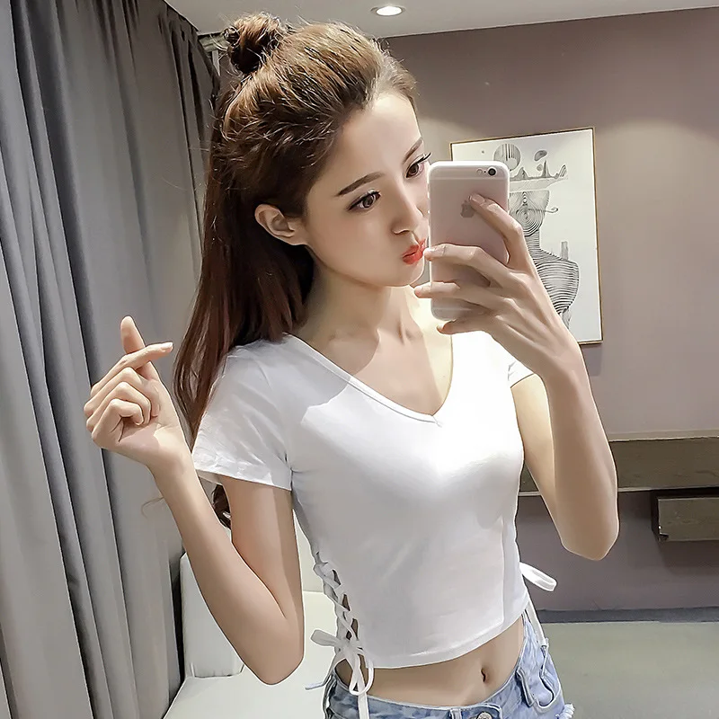 2019 New Arrival Summer Womans T shirt Fashion Korean V Neck Collar ...