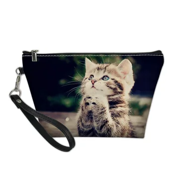 

FORUDESIGNS Prayer Cat Printing Portable MakeUp Bag Toiletry Bag Cute Women Travel Wash Cosmetic Bag Storage Pouch Toiletry Case
